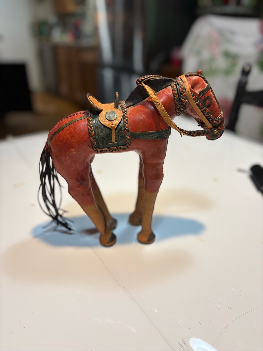 vintage leather-wrapped horse figurine style of folk art decorative collectible - Picture 3 of 11